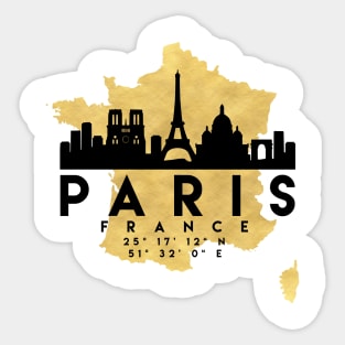 Paris France Skyline Map Art Sticker